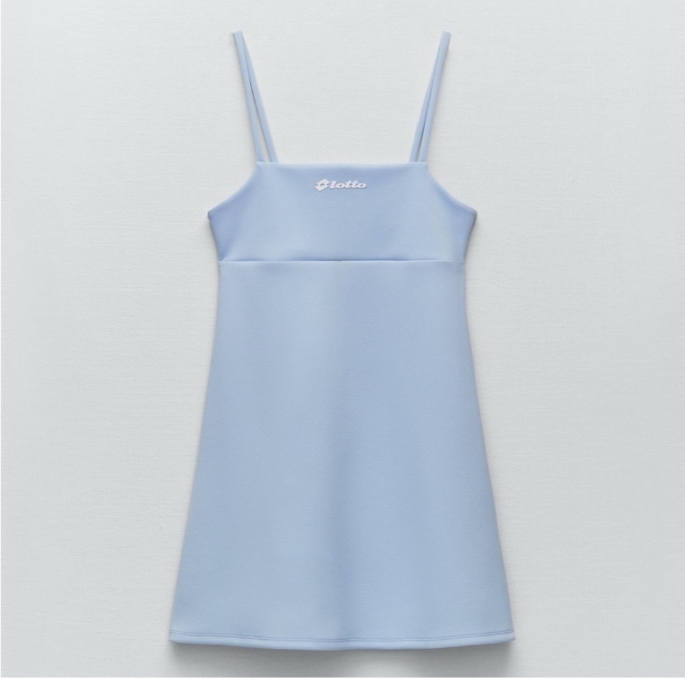 Zara x lotto collaboration dress powder baby blue size M coquette trendy tennis - Picture 1 of 6